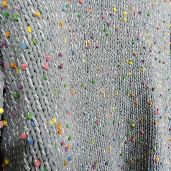 Seven7 Chunky Knit Rainbow Confetti PomPom Sweater Sz L Gray Pullover Jumper - Picture 10 of 10